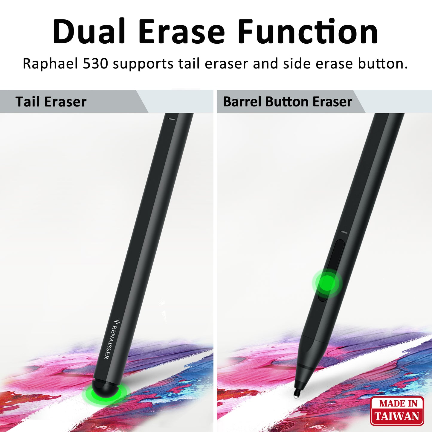 RENAISSER Raphael 530 Dual Eraser Stylus for Surface