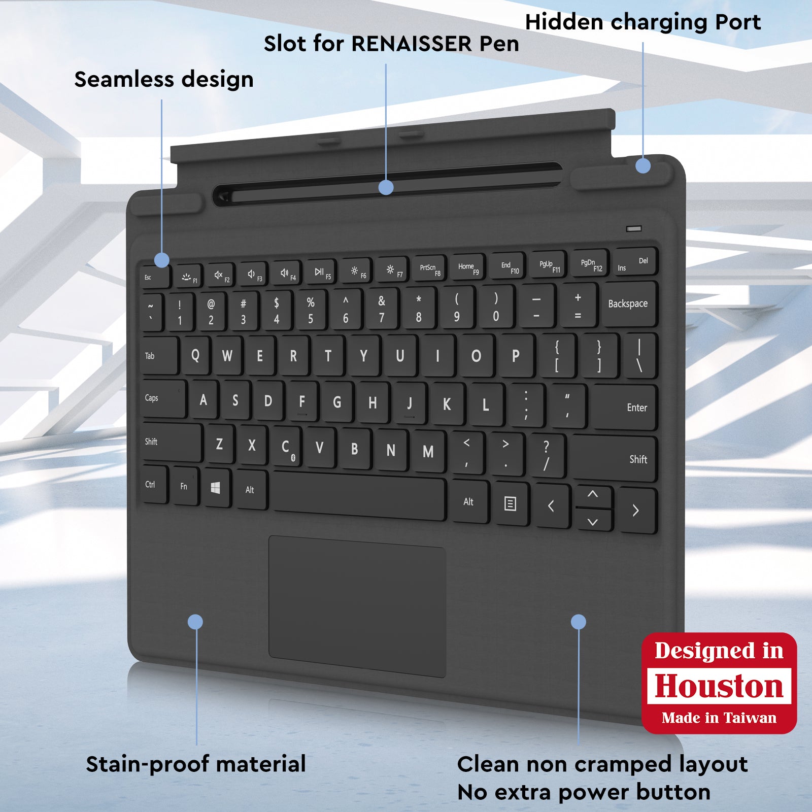 RENAISSER Pelican Keyboard for Microsoft Surface Pro 9/ Pro 8/ Pro X